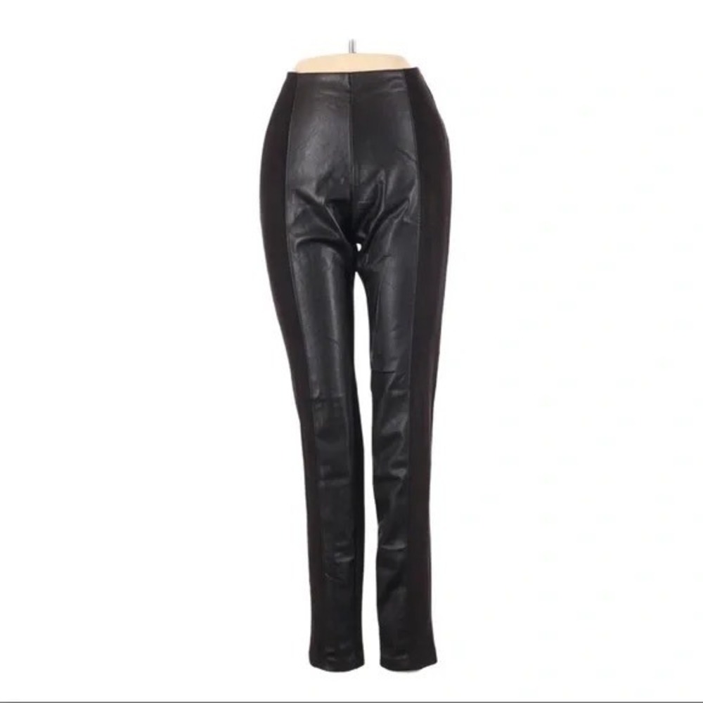 Anthropologie La Fee‎ Verte Black Faux Leather Suede Slim Pants Small